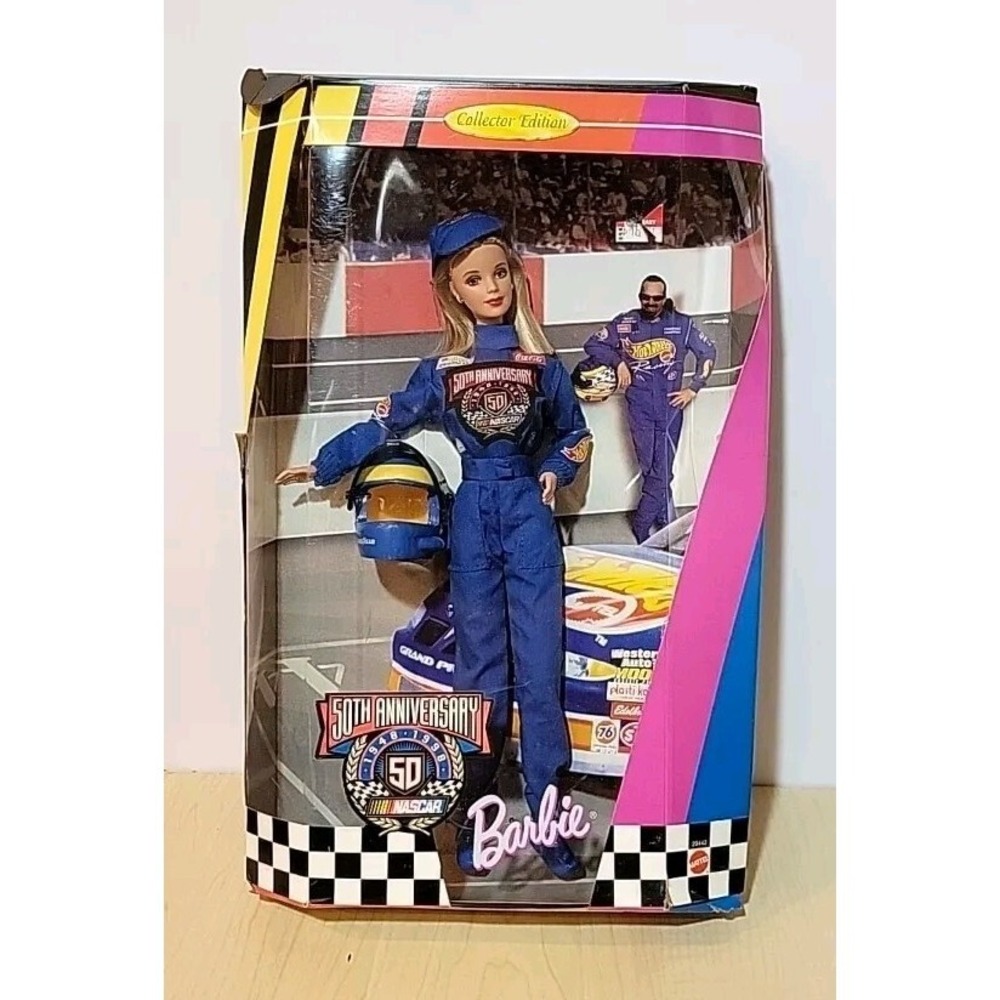 50th Anniversary Nascar 1998 Barbie Doll, NRFB New in box With Some Box Tears